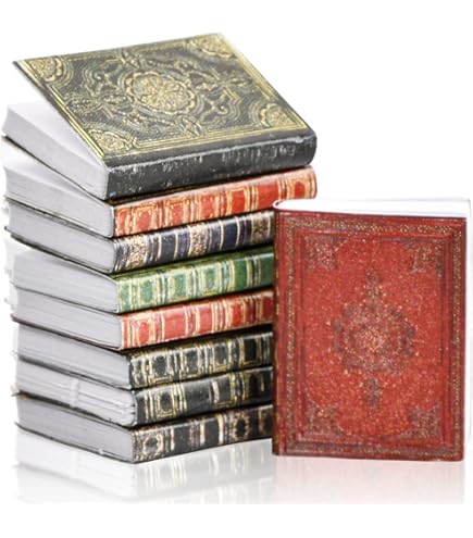 5 Houten boeken voor poppenhuis etc