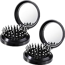 10 Stück Faltbare Mini-Haarbürsten Mit Spiegel – Rund, Praktisch Für Unterwegs & Für Alle Haartypen