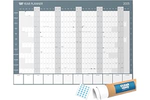 2025 Year Wall Planner by Clear Mind Concepts® - A2 (59.4 x 42cm) Calendar - Includes All Bank Holidays - Ideal for Home, Work, Students & Office - Delivered Rolled In a Tube