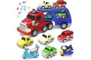 seveclotree Camion de Juguete para Niños,Juguetes Niños 2 Años,7 en 1 Coches de Juguetes con Luces y Sonidos,Regalo para Niños Bebe 1 2 3 4 5 Años