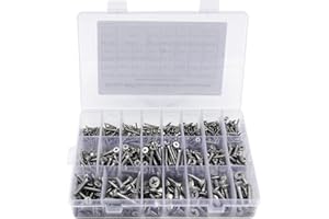 Loscrew 725Pcs M2 M3 M4 M5 M6 Phillips Cross Drive Self-Tapping Screws Kit, 23 Kinds of Size 304 Stainless Steel Self Tapping Countersunk Screw Assortment Set for Wood Furniture Appliances or DIY