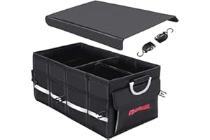 Autoark Multipurpose Car SUV Trunk Organizer with Cover and Straps,Durable Collapsible Adjustable Compartments Cargo Storage,AK-132