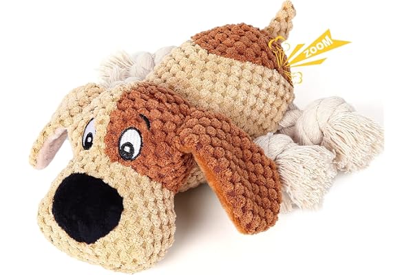 IOKHEIRA Jouet pour Chien à mâcher agressif - Jouet pour Chiens de Grande Taille - Jouet à mâcher Robuste et Indestructible - Durable - Marron Jaune