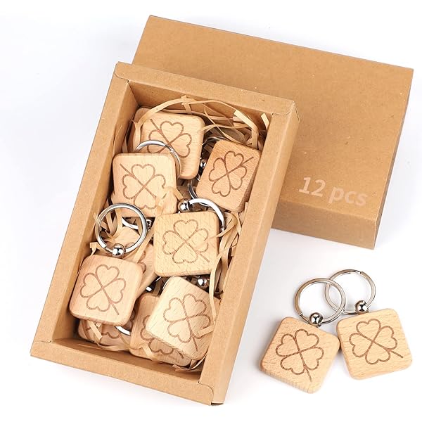 Llavero De Madera Con Trébol Personalizado - Amuleto De La Suerte Para