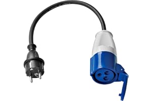 feletec CEE Adapter Schuko Stecker auf CEE Kupplung, 35cm Camping Kabel, IP44 Camping Verlängerungskabel, H07RN-F 3G2,5 Campingstecker Adapter 16A