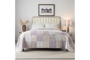 ‎WOLTU WOLTU Tagesdecke 220x240 cm Bettüberwurf, Steppdecke Blumenkaro Patchwork Wendedesign, Bedspreads aus Mikrofaser, überwurfdecke Doppelbett unterfüttert und gesteppt