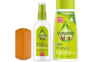 PHELEAM Vosene Kids Head Lice Prevention Bundle, Advanced Defence Conditioning Spray, 3-in-1 Lice Repellent Shampoo & Nit Comb, Perfect for Kids and Families, Citronella, Tea Tree & Lemon Eucalyptus