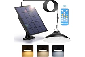 Aigostar - Lampe solaire d'extérieur avec télécommande,dimmable lustre solaire avec minuterie,résistant à la pluie IP65,Batterie de grande capacité, lumière solaire avec câble de 3 m
