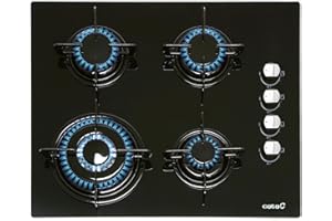 Cata | Modelo CIB 6031 BK | 4 Quemadores de Gas Butano | Ancho de 59cm | Acabado en Cristal Negro