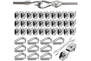 SIYRDXCBT 40 unid Abrazaderas para Cable de Acero Inoxidable Tensores de Alambre con Llave Tensor Cuerda Tendedero con Facilidad para cuerdas Cables Tensor de tendedero Toldo Fijación