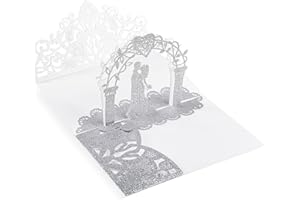 ‎SIUMIR Siumir Pop Up Hochzeitskarte mit Umschlag 3D Karte Hochzeit Glückwunsch Karte Hochzeitseinladungen für Hochzeitstag, Valentinstag, Hochzeitsgeschenke (Funkelndes Silber)