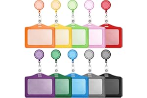 NAEBRO 10 sztuk uchwyt na identyfikator z klipsem, posiadacz dowód osobisty z rozszerzalnym Yoyo, wielokolorowy skórzany uchwyt na identyfikatory, bilety, artykuły biurowe i szkolne