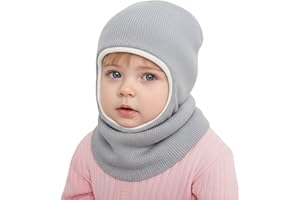 DRESHOW Cagoule Bébé Fille Garçon Bonnet Echarpe Hiver Chaud Cache Oreilles Chapeaux en Tricoté Capuche Doux Doublé Polaire pour Tout-Petit Childs Filles Garçon 1-6 Ans