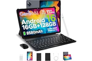 ‎DOOGEE DOOGEE U11 Neueste Android 16 AI Tablet 11 Zoll 16GB+128GB (2TB TF) Widevine L1 Gaming Tablets, 8580mAh, Octa-Core, 2.4G+5G WiFi, 13MP+5MP, Tablet mit Tastatur, Maus, Stift, Hülle und Schutzfolie