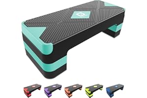 GYMMAGE Aerobic Exercise Step, Adjustable Aerobic Stepper for Exercise, Workout Step Platform for Step Up, 26.5" Step Deck with 4” 6” 8” Adjustable Height Risers, Women Home Gym Cardio Fitness