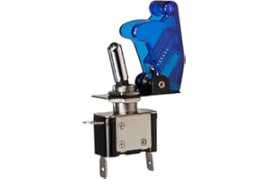 MC POWER Przełącznik Kill-Switch z klapką ochronną i LED, niebieski/przezroczysty, moc łączeniowa 12 V/35 A