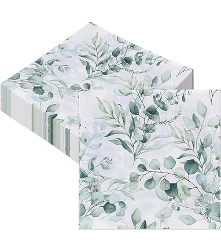 SUMMORO 60 Pack Forest Nature Paper Napkins 3 Ply Rustic Woodland Cocktail Napkins Disposable Dinner Napkins Decorative Paper Party Napkins For Baby Shower Wedding Winter, 6.5 X 6.5 Inch
