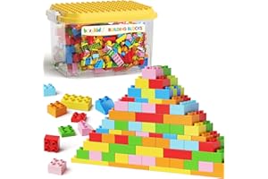 burgkidz Klocki, 150 kolorowych dużych kreatywnych klocków z pudełkiem do przechowywania, stymulujące liczby i alfabet, zabawki konstrukcyjne dla chłopców i dziewczynek od 3+ lat