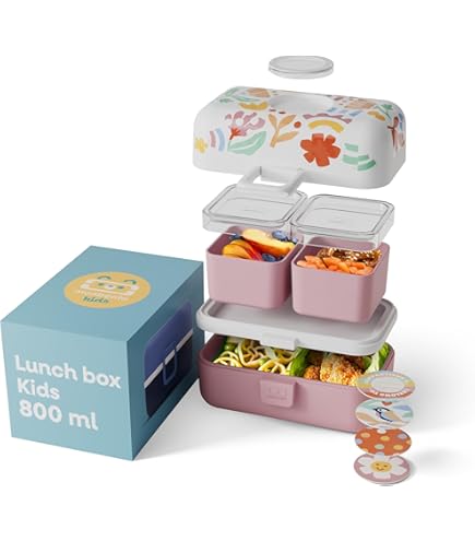 monbento - Lunchbox voor kinderen Tresor Blue Wolf - Lunchbox met 3 vakken voor kinderen - Ideaal voor maaltijden en snacks voor school/picknick - magnetronbestendig - BPA-vrij - Personaliseerbaar