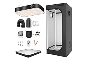 TOPRON Armario de Cultivo con lámpara 200W LED de Espectro Completo Regulable, 90x90x180cm Grow Tent, Cultivo Hidropónico Mylar 600D Cultivo Kit Completo