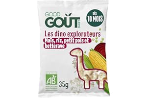 Good Goût - Les Dino Explorateurs - Snack pour bébé - Dès 10 Mois - Texture légère et fondante - Sans gluten - Format nomade