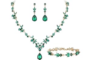 Clearine Wedding Jewellery Set for Women Bride, Y-Necklace Tennis Bracelet Dangle Earrings Set Crystal Teardrop Marquise Cluster Jewellery for Bridal Bridesmaid