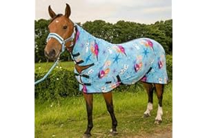 HORSE MASTER Horse Animated Standard Fleece Rug - Lightweight Breathable Turnout Cooler Travel Rug without Neck - Pony Cob Protective Sheet Blanket for Outdoors Yards and Stable