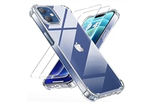 Tentoki 3 in 1 für panzerglas und hülle iPhone 12,[Nie Vergilbung] schutzfolie iPhone 12 TPU handyhülle Schlanke Stoßfeste Anti Kratzt Transparent