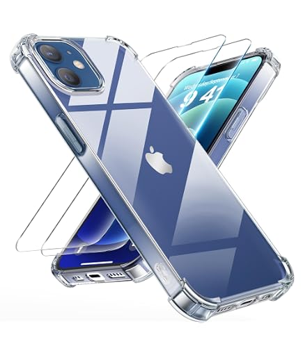 Whioltl Custodia per iPhone 13 Pro con [confezione da 3] pellicole protettive in vetro temperato, cover trasparente per telefono, antigraffio e ammortizzante, custodia trasparente di base compatibile