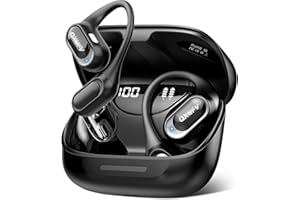 QXUFV Auriculares Inalambricos Deportivos de Diseño Abierto, Graves Profundos, Llamada HD ENC, 50 Horas Auriculares Bluetooth 5.4 con Pantalla LED, IP7 Impermeable para Running Sport, Ajuste Cómodo
