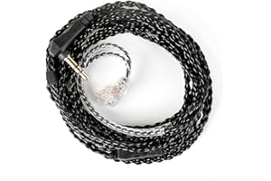 EZ EAR CCZ C01 2M OFC IEM Cable for HIFI Music Enthusiasts Musicians Singers High Fidelity Wired Replacement Earphone Cable with 3.5MM Plug with Microphone Comfortable Durable Gold-Plated Pin (QDC, no mic)