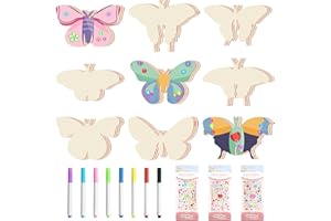 TOPJOWGA 38 Piezas Manualidades de Madera de Mariposa, Rebanadas De Madera De Mariposa, Artesanía De Mariposa De Madera, Adornos de Madera con Forma de Mariposa para Manualidades