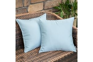 MIULEE Fundas de Cojines Impermeable Cojines Exterior Funda de Almohada Cojin Duradero Decoración Moderna para Sofá Cama Patio Jardín Terraza Silla Balcón 2 Piezas 45x45 cm Azul Claro