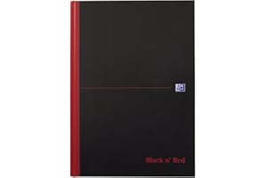 Oxford Black n' Red A5 Notebook, Hardback Casebound, Lined, 192 pages (Single)