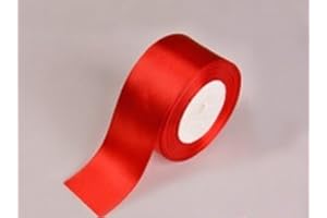 GCS LONDON Red Satin Ribbon - 50mm Wide - 5 Meter for Gifts Wrap Sew Party, Decorations Events Dress Wedding Christmas Crafts, Bows Car, Floral Balloons Hairs, DIY, Bouquets, Cake More