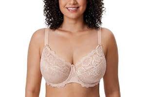 DELIMIRA Femme Soutien Gorge Grande Taille en Dentelle avec Armature sans Rembourré