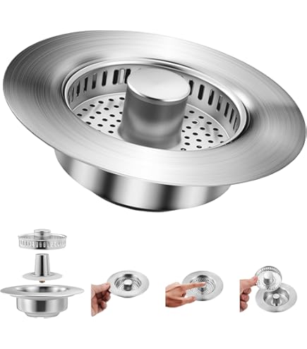 Bouchon D'évier 3 En 1 Acier Inox 304 - Filtre Anti-odeurs, Rétention D'eau, Drainage Rapide - Compatible 75-86mm