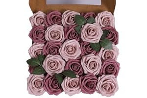 Ruiuzioong Künstliche 25 Stück Rosen Blumen Schaumrosen Foamrosen Kunstblumen Rosenköpfe Gefälschte Kunstrose Rose für Hochzeit Blumensträuße Braut Zuhause Dekoration (Mischfarbe 2 Farben, 25 Stück)