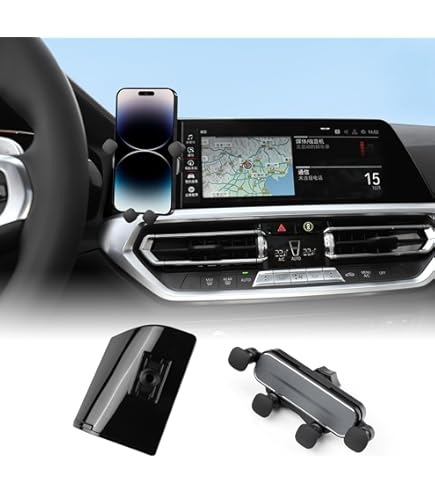LUNQIN Car Phone Holder for BMW 3 Series 2019-2022 340i 330i G20, BMW 4 Series 2021-2023 430i xDrive M440i Car Accessories Navigation Bracket Interior Decoration Mobile Phone Mount