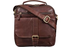 STILORD 'Ricardo' Bolso Bandolera Hombre Piel Vintage Messenger Bag Mediano con Asa Bolso Tablet 10.1 Pulgadas Bolso de Hombre Cuero Auténtico, Color:Cognac marrón Oscuro