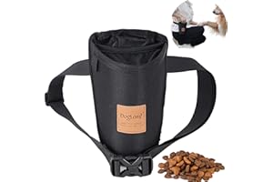 Duuclume Custodia per Addestramento per Cani in 3 Modi da Indossare con Elastico a Prova di Perdite per Alimenti,Regolabile, per Passeggiate e Viaggi in Animali Domestici(Nero)