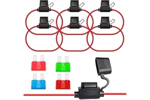 ALLECIN 6 Stück 12AWG KFZ Sicherungshalter 32V Flachsicherungshalter Inline Sicherung Halter Flachsicherung Wasserdicht Fuse Holder mit 10A 15A 30A 40A Standard Flachsicherungen für Auto LKW