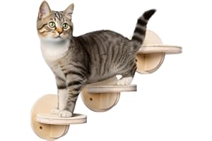 Navaris Escaliers pour Chat - Lot 3X Marche Parcours Mural Chat 16 x 16 x 15 cm pour Chats Chatons avec Fixation Murale - Marche Flottante Escalade avec Surface en Sisal