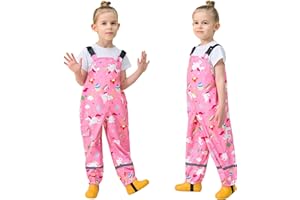 Baogaier Salopette de Pluie Imperméable pour Enfants, Garçons Fille Non doublée Pantalon Coupe-Vent et imperméable Pluie, Tout-Petits Anti-Boue Léger Pantalon avec Réfléchissant pour 2-7 Ans