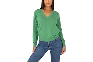 Win's Pull Femme Col en V en Cachemire, Fabriqué en Italie