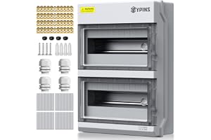 EYPINS Elcentral 24 moduler, elhölje för utomhusbruk IP65, med 4 kabelgenomföringar M32, 4 kopparstänger, monteringssats för villa, byggarbetsplats (26,5 x 11 x 37 cm)