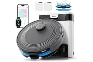 LEFANT M2 Pro Robot Aspirapolvere Lavapavimenti con Mappatura, 6000Pa, Navigazione Laser dToF, Evitamento Ostacoli PSD, Svuotamento Automatico Polvere, Pulizia Personalizzata, WiFi/App/Alexa