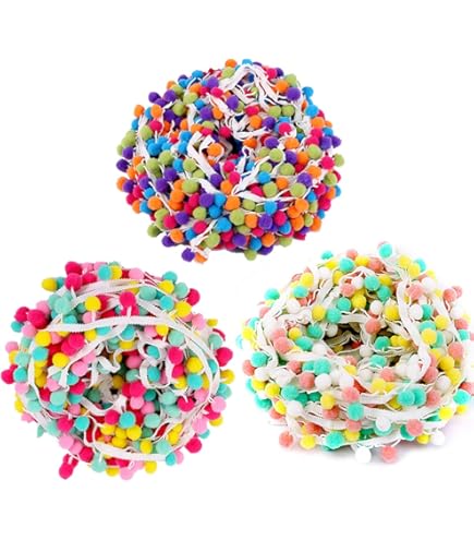 Pearl Pompom-Borte Mini (10 Mm) – Meterware, 26 Farben, Weich & Dekorativ