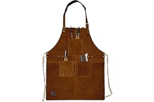 Rustic Town Genuine Leather Grill Work Apron with Tool Pocket ~ Adjustable Up to XXL for Men & Women ~ Gift Ideas for Him Her
