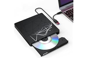 Cunsieun Lettore CD/DVD esterno USB 3.0 e di tipo C portatile CD Rom /-RW lettore masterizzatore registratore portatile CD per PC, Laptop,Desktop,Windows7/8/10/11/XP/Vista/Linux e Mac OS